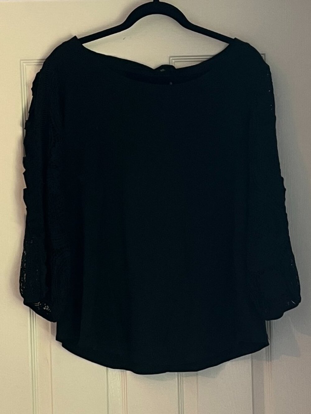 Anthropologie Black Long-Sleeve Blouse with Lace
